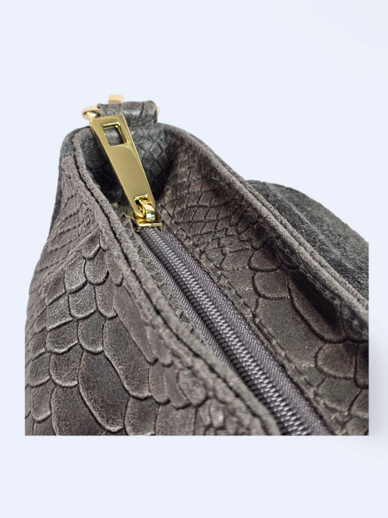 Listonoszka z zamszowej drukowanej skóry gray