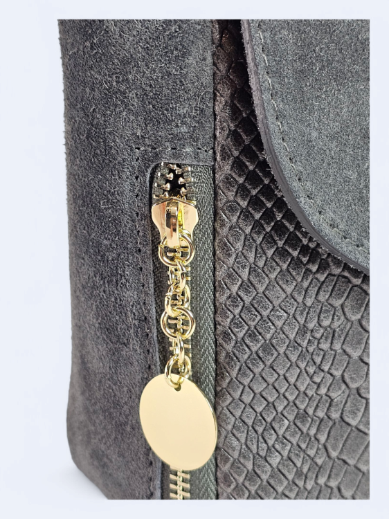 Listonoszka z zamszowej drukowanej skóry gray