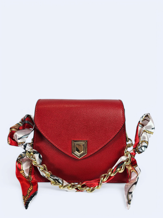 Skórzana torba czerwona listonoszka z apaszką