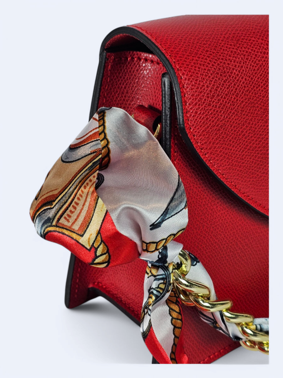 Skórzana torba czerwona listonoszka z apaszką