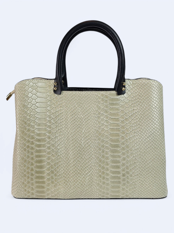 Kuferek z nadrukiem z naturalnej skóry beżowy