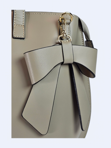 Skórzana torba z kokardą szara