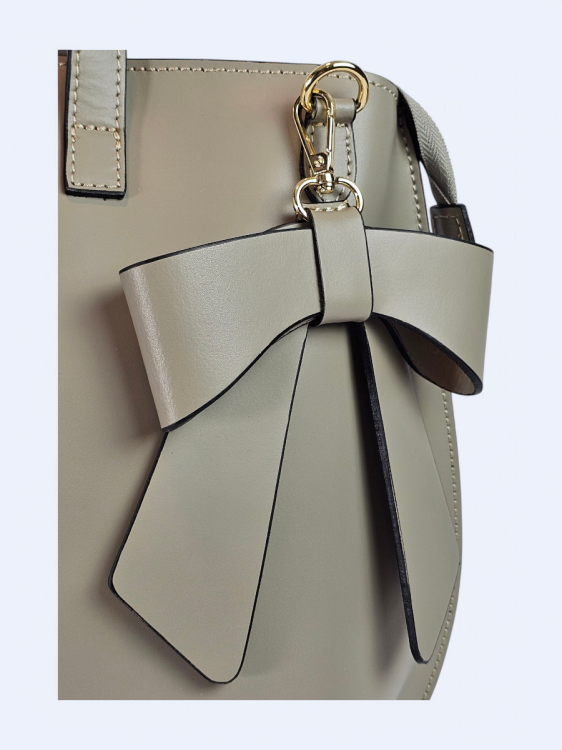 Skórzana torba z kokardą szara