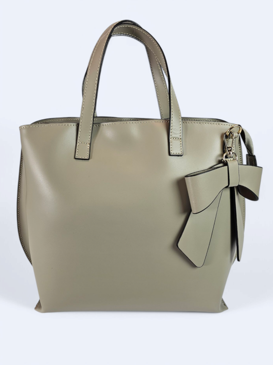 Skórzana torba z kokardą szara