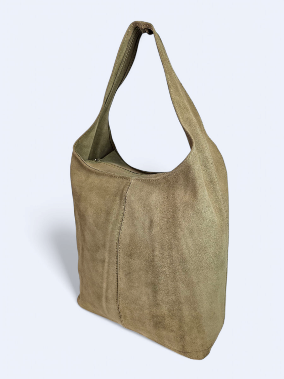 Zamszowa torba worek Taupe