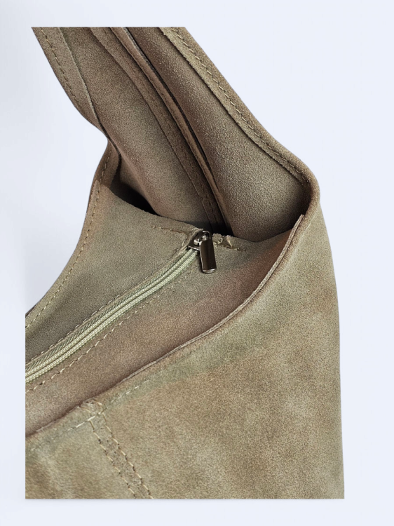 Zamszowa torba worek Taupe
