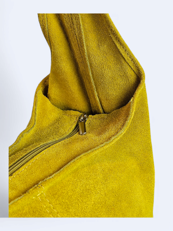 Zamszowa torba worek musztardowa