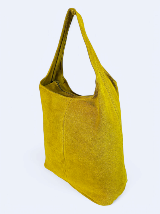 Zamszowa torba worek musztardowa