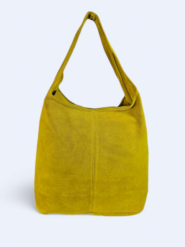 Zamszowa torba worek musztardowa