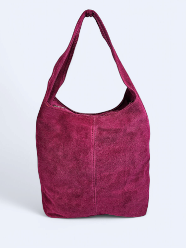 Zamszowa torba worek fuksja