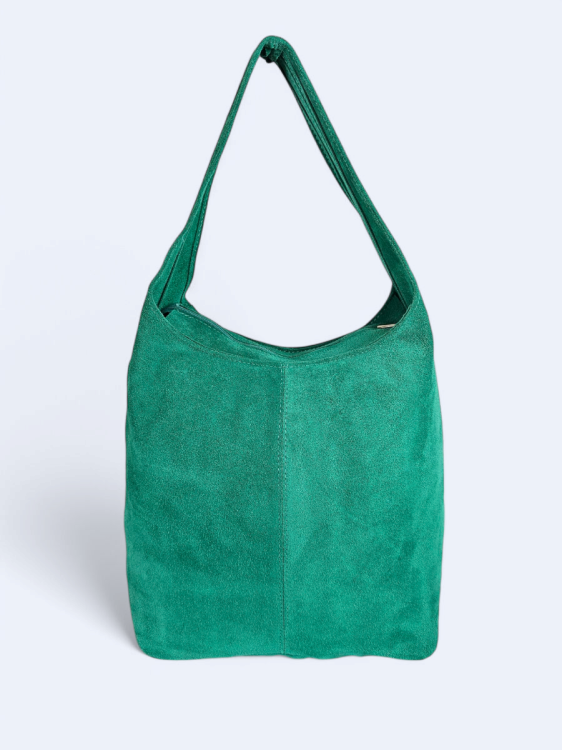 Zamszowa torba worek turkusowa