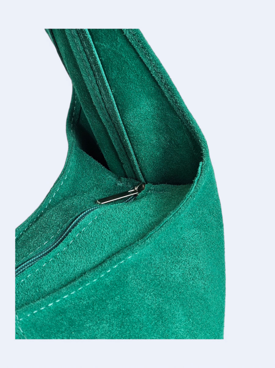 Zamszowa torba worek turkusowa