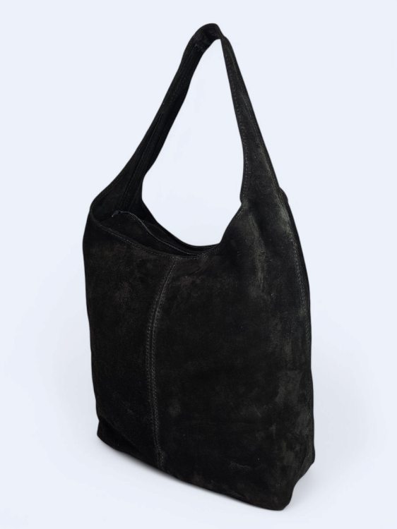 Zamszowa torba worek czarna