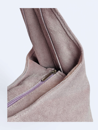 Zamszowa torba worek jasny róż