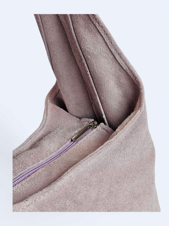 Zamszowa torba worek jasny róż