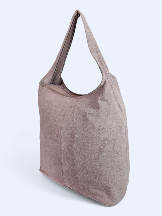 Zamszowa torba worek jasny róż
