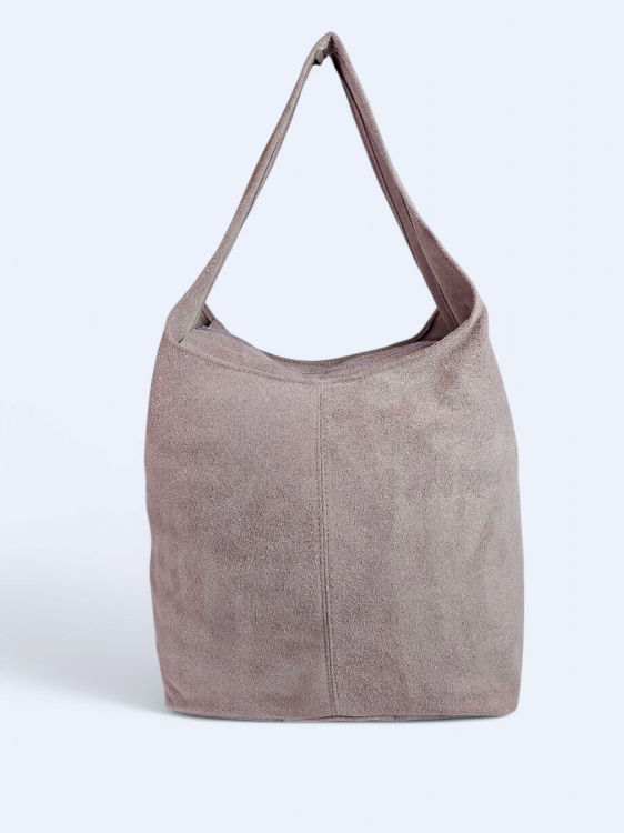 Zamszowa torba worek jasny róż