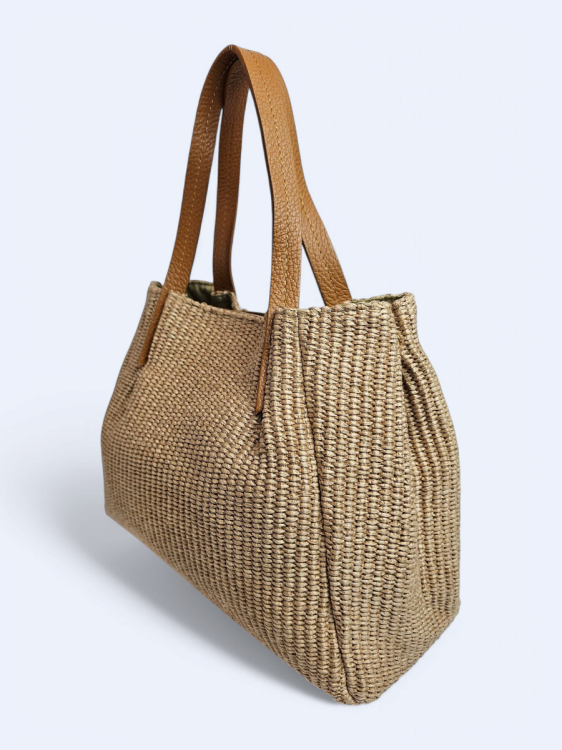 Pleciona torba koszyk beżowa