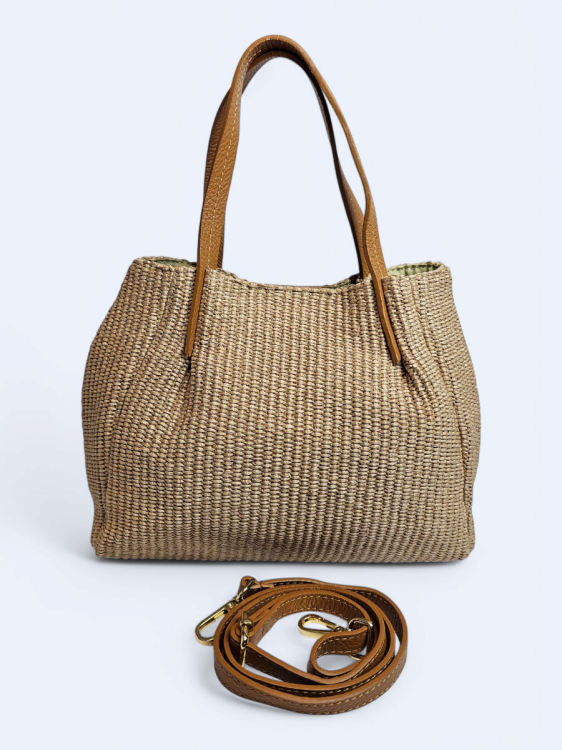 Pleciona torba koszyk beżowa