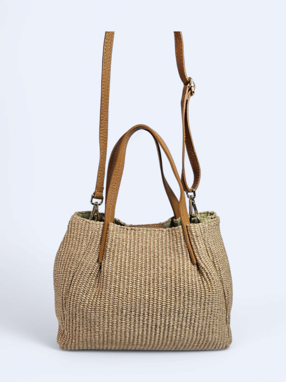 Pleciona torba koszyk beżowa