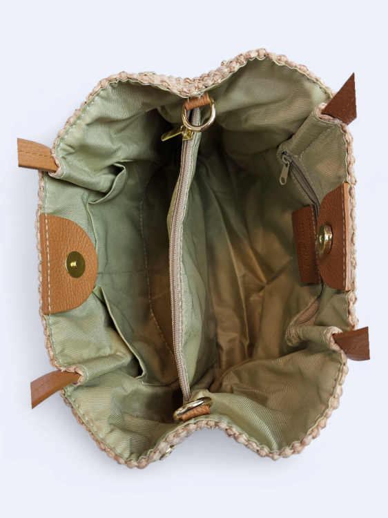 Pleciona torba koszyk beżowa