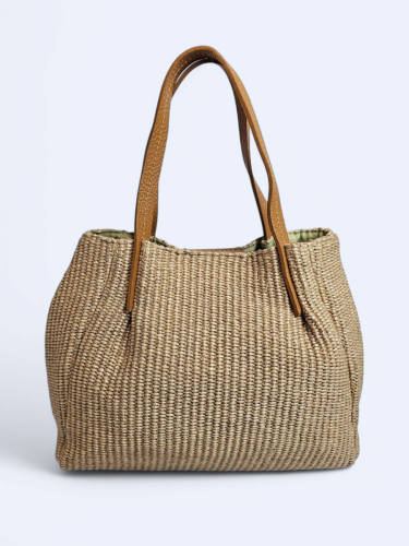 Pleciona torba koszyk beżowa