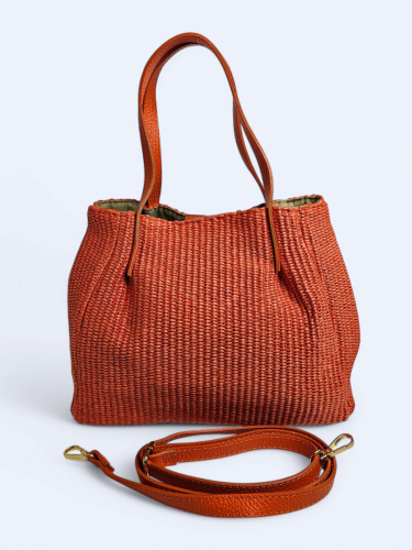 Pleciona torba koszyk pomarańczowa
