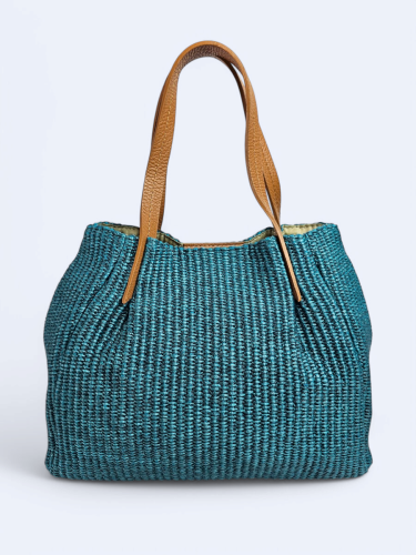 Pleciona torba koszyk turkusowa