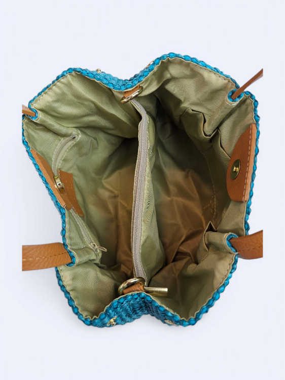 Pleciona torba koszyk turkusowa