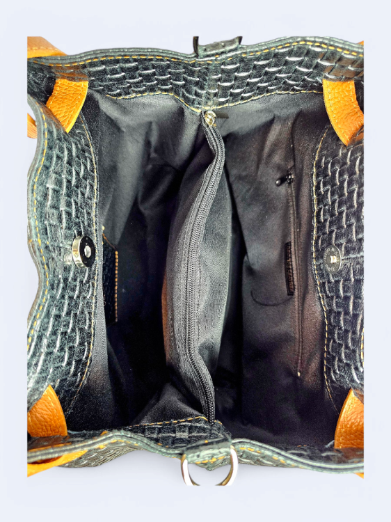 Dwukolorowa torba shopperka Laura czarny z brązem