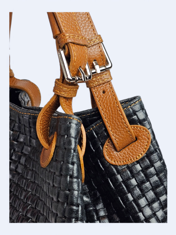 Dwukolorowa torba shopperka Laura czarny z brązem