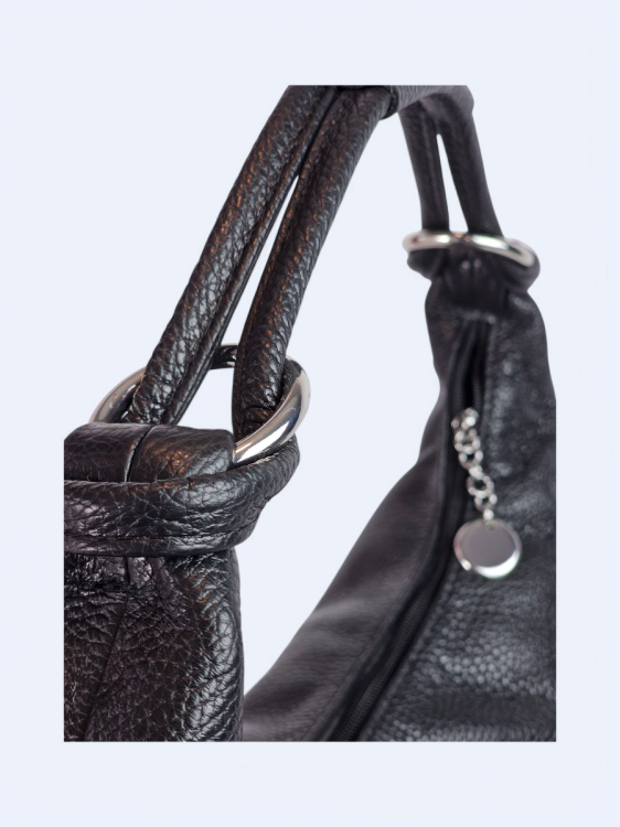 Skórzana shopperka Lunetta czarna